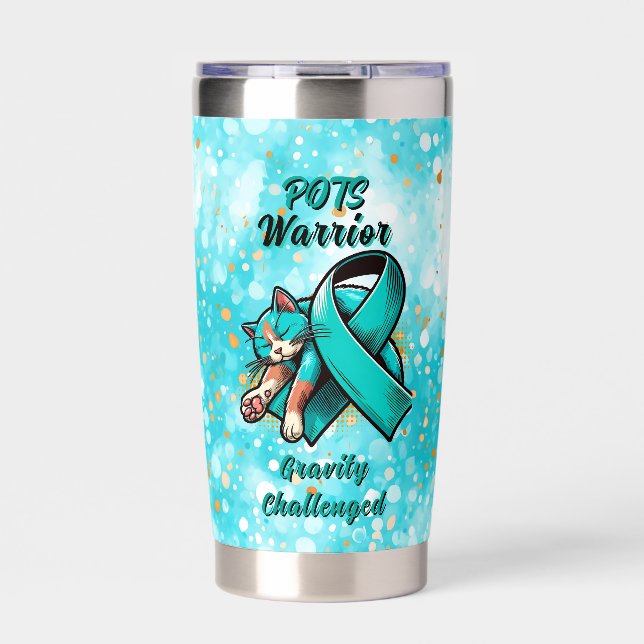 POTS Warrior | Dysautonomia Awareness Ribbon Insulated Tumbler (Front)