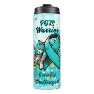 POTS Warrior Dysautonomia Awareness Ribbon Thermal Tumbler