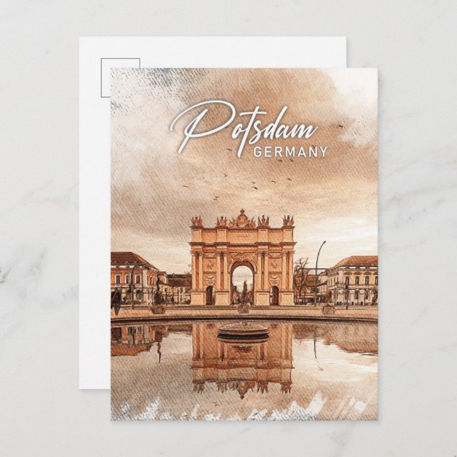 Potsdam Germany Color Pencil Travel Postcard (Front/Back)