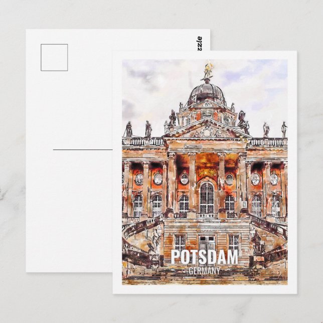Potsdam Germany Famous Travel Place Watercolor Postcard (Front/Back)