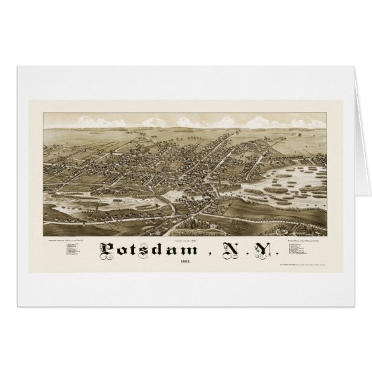 Potsdam, NY Panoramic Map - 1885 Cards (Front Horizontal)