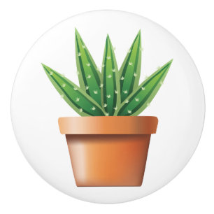 Potted Aloe Vera Ceramic Knob