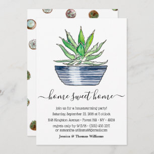 Potted Aloe Vera Plant Housewarming Party Invitation