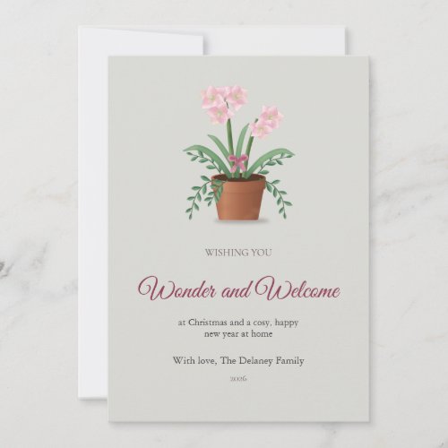 Potted Amaryllis Family Christmas Card