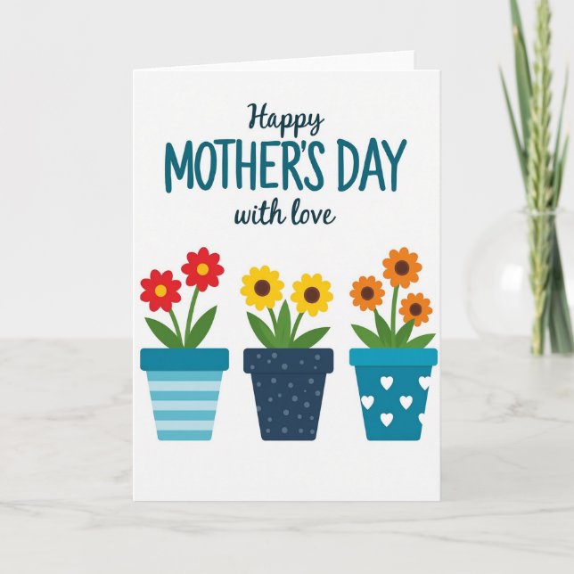 Potted Blooms Mothers Day Card (Front)