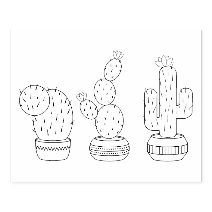 Potted Cacti Cactus Plants Coloring Page Rubber Stamp Zazzle Com