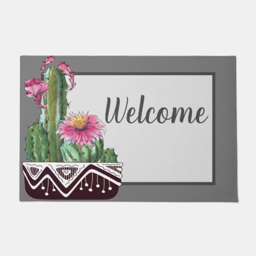 Potted Cacti Welcome Doormat