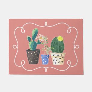 Potted Cactus Door Mat
