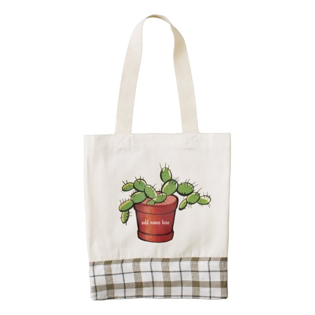 Potted Cactus Illustration Zazzle HEART Tote Bag (Front)