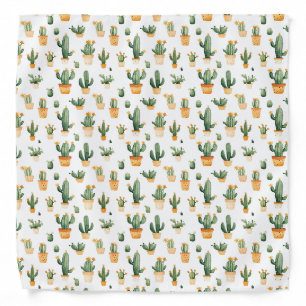 Potted Cactus on White Bandana