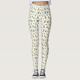Potted Cactus on White Leggings