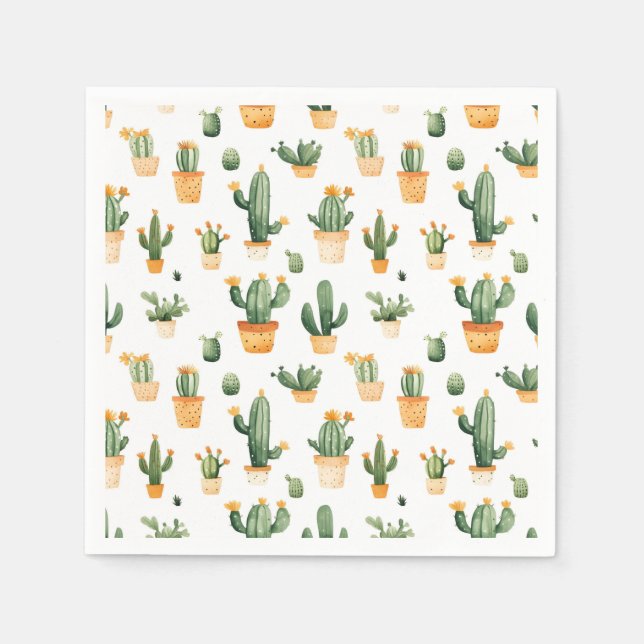 Potted Cactus on White Napkins (Front)
