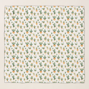 Potted Cactus on White Scarf