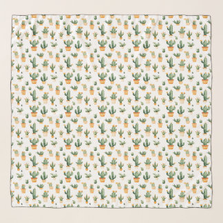 Potted Cactus on White Scarf