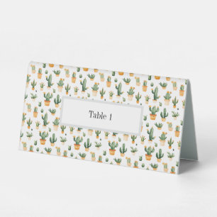 Potted Cactus on White Table Tent