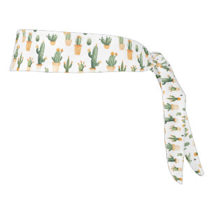 Potted Cactus on White Tie Headband