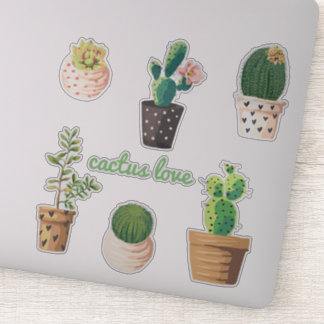 Potted Cactus Plant Set Sticker