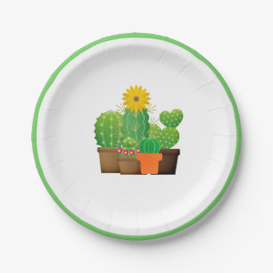 Potted Cactus Plants Party Paper Plate