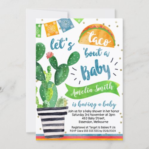 Potted Cactus Taco bout a Baby Baby Shower Invitation