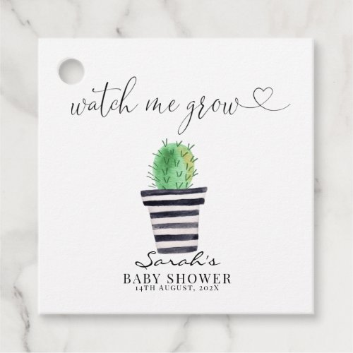 Potted cactus Watch Me Grow Baby Shower Favor Tags