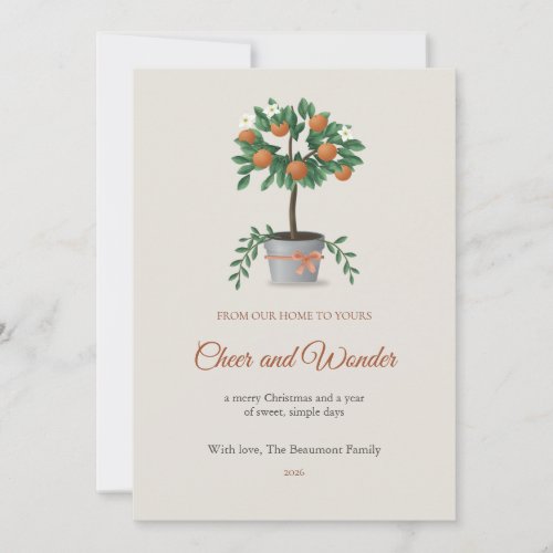 Potted Clementine Tree Family Christmas Card