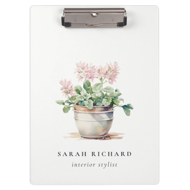 Potted Floral House Plants Watercolor Botanical  Clipboard (Front)