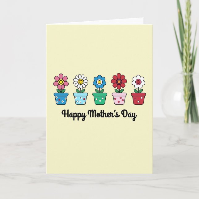 Potted Floral Mothers Day Card (Front)