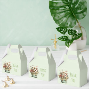 Potted Flowers Cozy Shabby Style Cute Thank You Favor Boxes