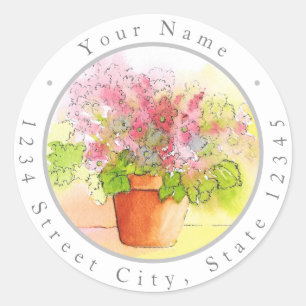 "Potted Flowers' Watercolor Labels