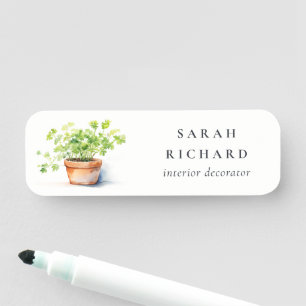 Potted Herb Parsley Coriander Watercolor Botanical Name Tag