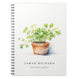Potted Herb Parsley Coriander Watercolor Botanical Notebook