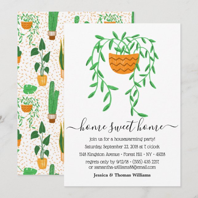 Potted House Plant Housewarming Party Invitation (Front/Back)