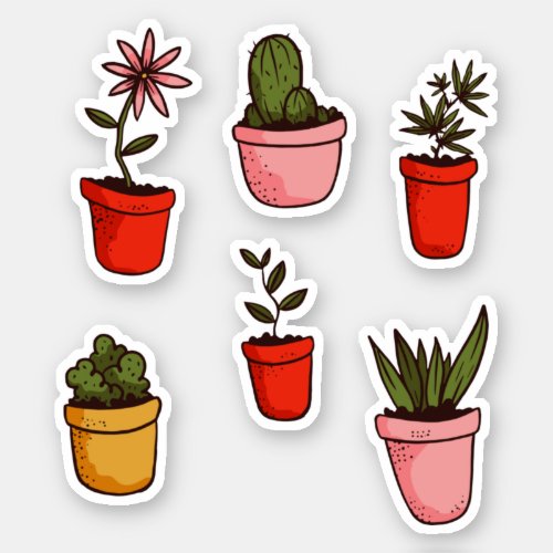 Potted House Plants and Succulents Pack Sticker