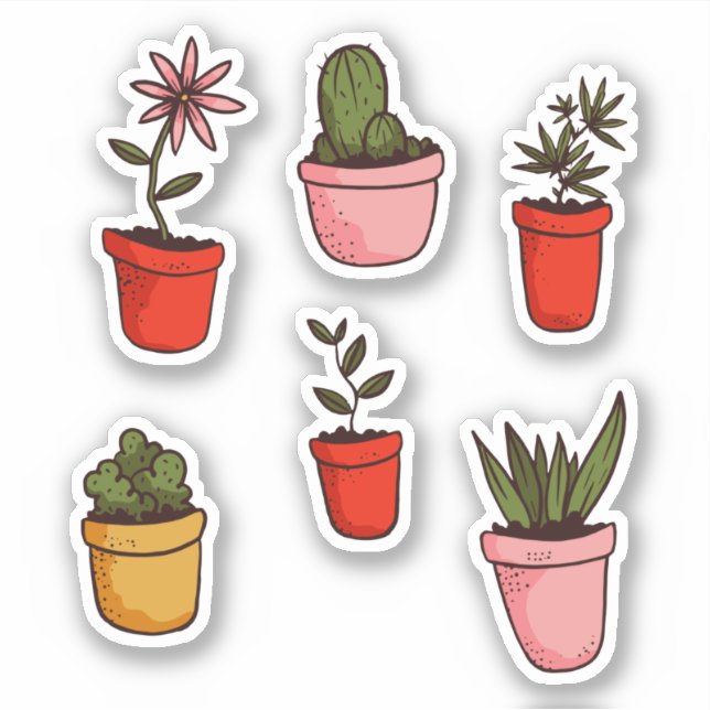 Potted House Plants and Succulents Pack Sticker (Front)