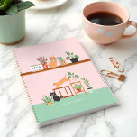 Potted House Plants & Cute Happy Cats Planner<br><div class="desc">The perrfest planner for anyone who loves their house plants and cats. We've illustrated these cute and adorable cats as well as different potted house plants. Customize with the year that is placed on a popup calendar. The reverse side features a matching plant and cat repeat pattern. All illustrations are...</div>