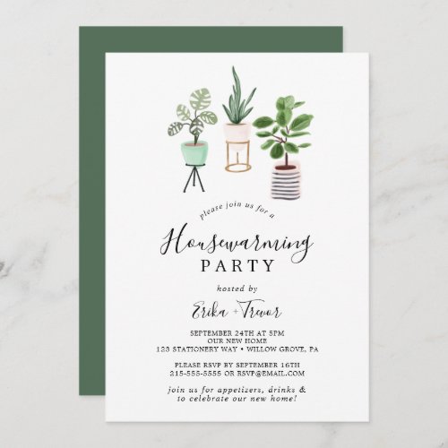 Potted House Plants Housewarming Party Invitation
