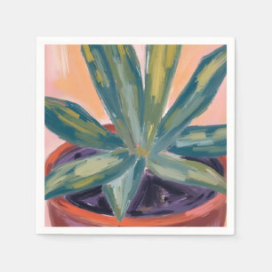 Potted Houseplant Modern Botanic Green Watercolor Napkins