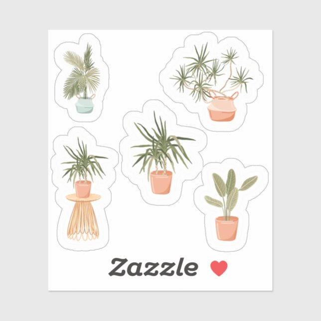 Potted Houseplant Sticker Set – Illustrated  (Sheet)