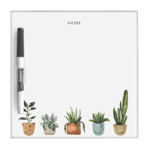 Potted Houseplants Dry Erase Board
