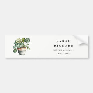 Potted Leafy House Plants Watercolor Botanical  Bumper Sticker