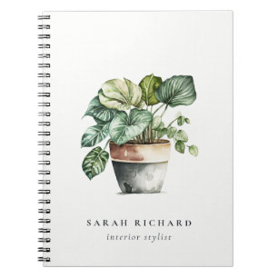 Potted Leafy House Plants Watercolor Botanical  Notebook