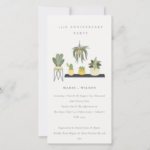 Potted Leafy Plants Any Year Anniversary Invite