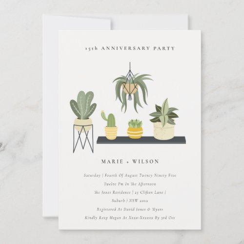 Potted Leafy Plants Any Year Anniversary Invite