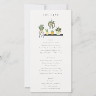 Potted Leafy Succulent Plants Wedding Menu Card