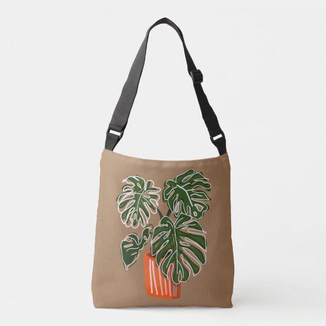 Potted Monstera Plant Crossbody Plant Bag (Front)