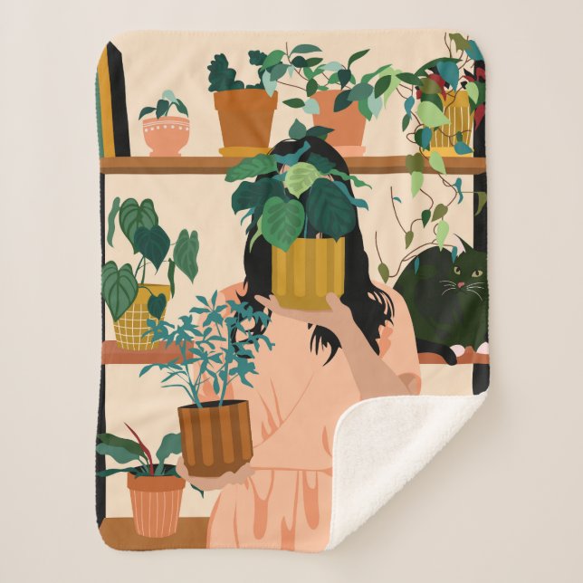 Potted Oasis Sherpa Blanket (Front)