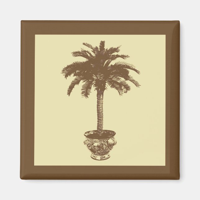 Potted Palm Tree - dark brown and tan Magnet (Front)