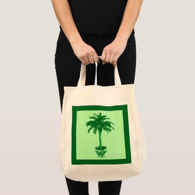 Potted Palm Tree - emerald and light green Tote Bag (Front (Product))