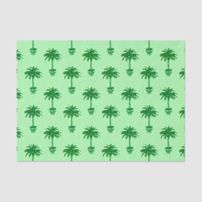 Potted Palm Tree in Emerald and Light Green Tissue Paper (Front)