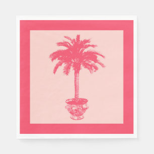 Potted Palm Tree in Shades of Coral Pink Napkins